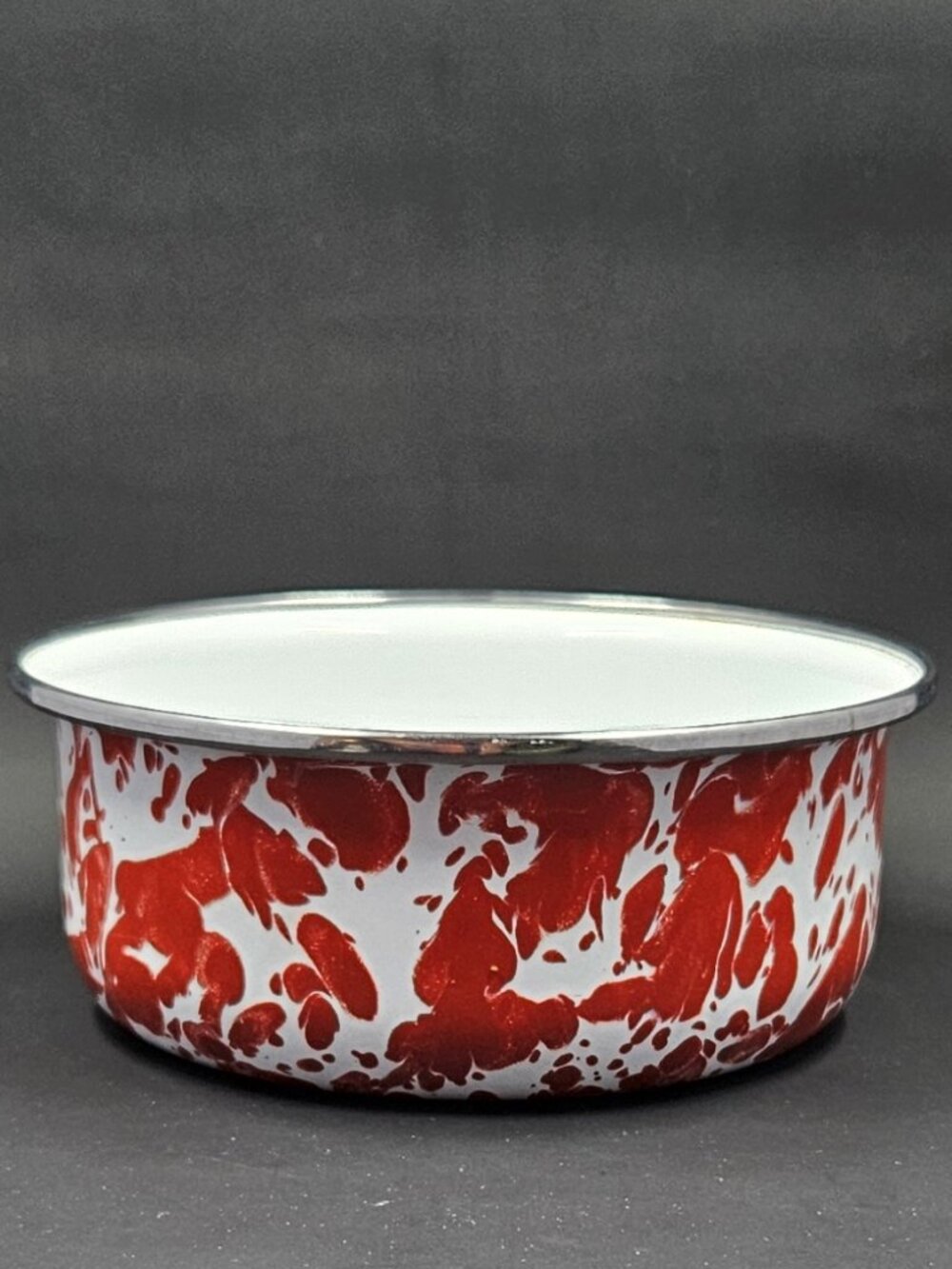 Golden Rabbit Enamelware Red Swirl Soup Bowl